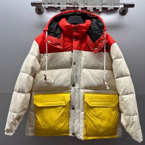Designer donsjack Robuust geborduurd logo Patchwork kleur zakontwerp Herfst en winter Losse warme jas met capuchon voor mannen en vrouwen