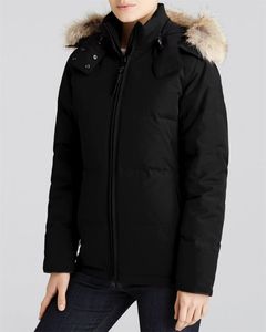 Designer Down Jackets White Canada Duck Wind Break Women Parkas Jackas Jackas Winter Puffer Real Wolf Fur Coat Arctic Hood Trim Doude