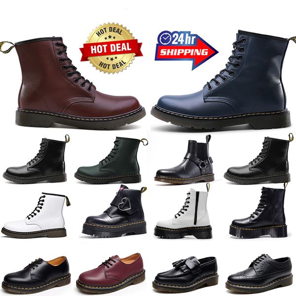 Diseñador Dr. Martins Boots Doc Martens Boot Martin Hombres Mujeres Zapatillas de deporte de lujo Cuero Clásico Tobillo Botines cortos Negro Blanco Invierno Nieve Zapatos cálidos al aire libre