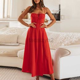 Designer Dress 2024 lente/zomer mode high -end riem split low key elegant slank fit rok plus size jurken