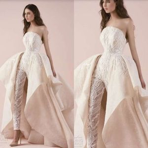 Designer jurk Appliqued Quality High Wedding Strapless Lace Fashion Bruidaljury Custom Made Long Women Jumpsuits