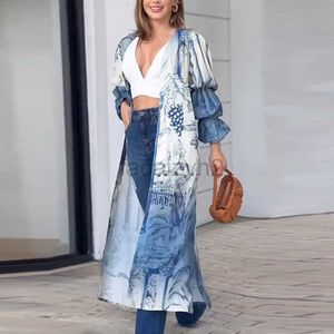Designer Dress Autumn/Winter Dames Nieuwe mode Loose Cardigan Gedrukte lange mouwen lange shirtjas voor vrouwen plus size jurken