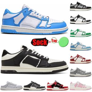 Vestido de diseñador Zapatos casuales Skel Top Zapatillas de deporte de cuero con hueso bajo Esqueleto Azul marino Rojo Blanco Negro Verde Gris Hombres Mujeres Huesos al aire libre Zapatos de entrenador para corredores