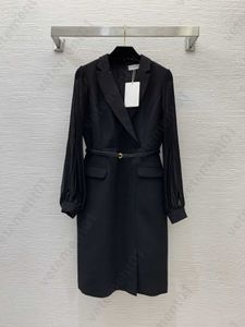 Vestido de diseñador Vestido largo de moda para mujer Enviar cinturón Estilo blazer Temperamento de gama alta Cintura Delgada Vestidos de cadera de manga larga Ropa para mujer