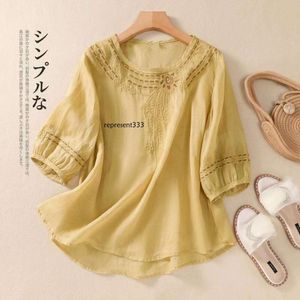 Designer Dress Mom's 7/4 mouwen ronde nek losse casual bodem shirt zomer Koreaans grote dames leeftijd reduceren van slank t-shirt