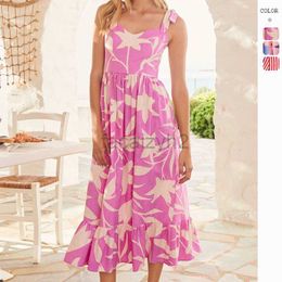 Ontwerperjurk Nieuwe lente/zomer geprinte riem jurk mouwloze vakantie strandjurk plus size jurken