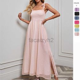 Designer Dress Self Shooting of the 2024 Spring/Summer Nieuwe sexy jurk met gesplitste solide Jacquard Tie Up -jurk plus size jurken