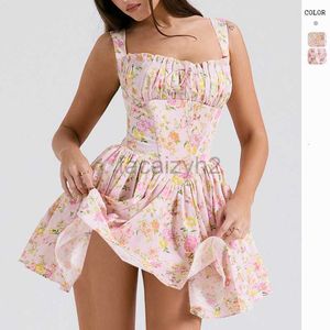 Designer Dress Sexy Summer Jurk met bloemenspringen, slanke pasvorm en afslankeffect, balletstijl donzige kleine rok plus size jurken
