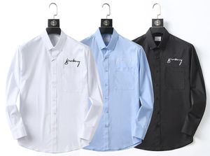 Camisa de vestir de diseñador Camisa polo para hombre Moda de lujo Negro Sólido Negocios Casual para hombre Manga larga Tamaño M-3XL # 01