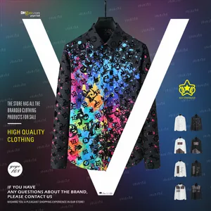 Camisa de vestir de diseñador Camisa de calidad para hombre Camisa con botones de negocios Camisa clásica de manga larga Color sólido Letra Primavera Otoño Blusa Polo