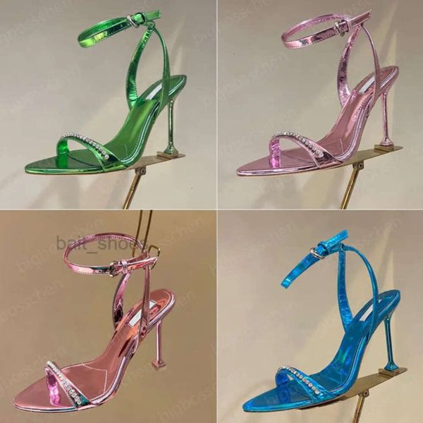 Chaussures habillées de créateurs 2024 Sandales pour dames Talons hauts Mode Strass Un mot avec bout pointu ouvert 10,5 cm Sexy Cocktail Bureau Carrière Dîner Mariage