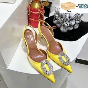 Chaussures habillées de créateur amina muaddi begum camelia verre rosie sling sling 90 talons hauts 9,5 cm blancs noirs s chaussures de mariage sneaker avec boîte