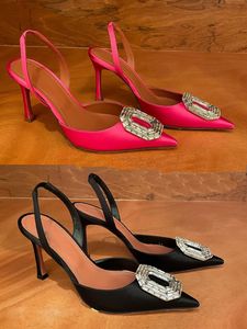 Designer kledingschoenen voor dames sandaal Amina Muaddi Stiletto Heel Crystal Rhinestone Buckle Decoration Sandals 10,5 cm hoge hakken transparante Slingbacks -schoen