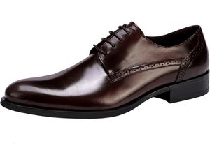 Designer Chaussures habillées à lacets bouts pointus Hommes Chaussures d'affaires haut en peau de vache processus intérieur en peau de porc à la main Eu 38-46
