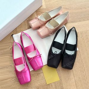 Designer Jurk Schoenen Luxe Vierkante Teen Letter Ballet Mode Dames Zwarte Flats Bootschoenen Dames Leren Vage Loafers Grote Maat 34-40 met doos