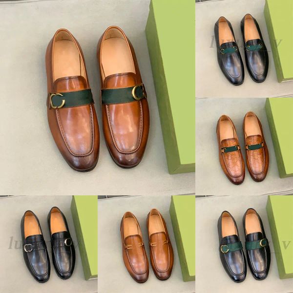 Chaussures habillées de créateurs Hommes Chaussures en cuir Boucle de luxe Lofars Mules en cuir marron noir Confortables Baskets décontractées pour hommes taille 39-44