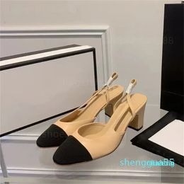 Designer chaussures habillées sandales pour femmes bloc talon perle slingbacks confortables ballerines beige chaussure noire