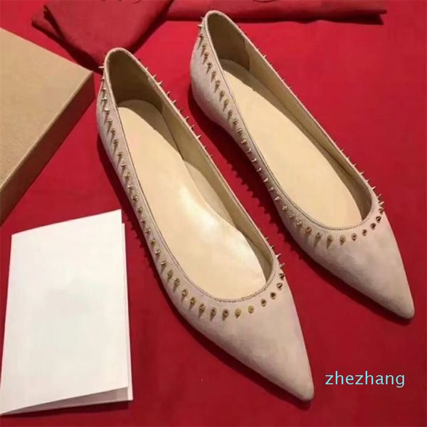 Zapatos de vestir de diseñador Primavera Otoño Mujeres Zapatos de tacón plano Punta puntiaguda Baile de boda Cuero genuino Clásico Rojo Suela brillante Señora Mocasines de oficina