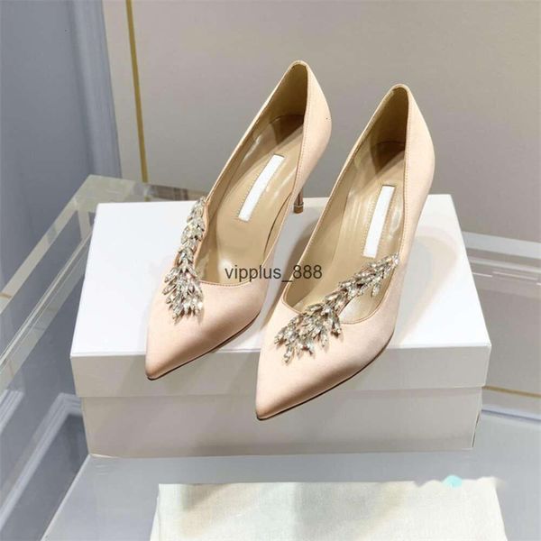 Zapatos de vestir de diseñador Mujer Stilettos Rhinestone Shine Sexy para mujer Sandalias de seda de verano 35-40