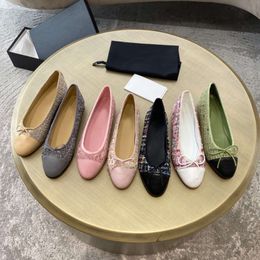 Designer Kleding Schoenen Dames Ballet Schoenen Platte Strik Sandaal Mode Luie Casual Loafers Feest Leren Bodems Maat 35-42 Hogere Kwaliteit Met Doos NO489