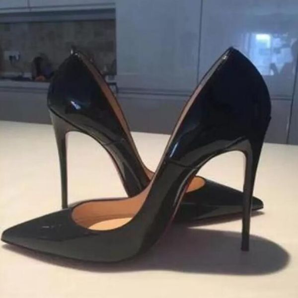 Zapatos de vestir de diseñador Bomba de mujer Moda Lujo Zapatos de tacones altos Punta estrecha sexy 6 cm 8 cm 10 cm Bombas de charol negro desnudo