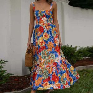 Designer Dress lente/zomer nieuwe damesstijl bedrukte hoge taille sexy riem jurk plus size jurken