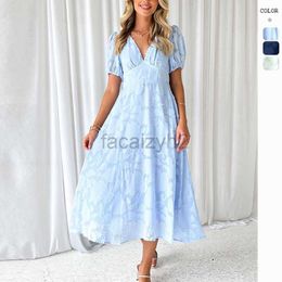 Robe de créateur robe d'été, dentelle florale, manches courtes, taille haute, robe de fête fluide en ligne pour femmes plus robes