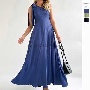 Vestido de diseñador Summer Color sólido Solicio Diseño Diagonal Diagonal Vestido de dobladillo grande para ropa para mujeres Vestidos de talla grande