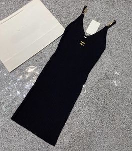 Designer Dress Women Black Summer Brand Slip jurken voor vrouwengebreide jurk