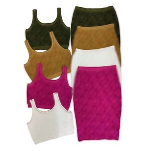 Designer Dress Women Casual Jurken Embossed 3D Relief Letter Hoge kwaliteit damesjurk twee stukken gebreide tanktop rok22