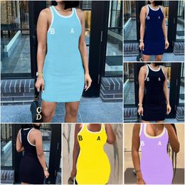 Vestido de diseñador Vestido de mujer Camiseta larga Ropa de diseñador para mujer Verano Casual Lady Bodycon Tops sin mangas Vestido con estampado de letras Slim Fit Moda sexy s A3QN #