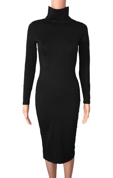 Vestido de diseñador Mujeres Kleider Diseñador Ropa para mujer ropa de lujo Mujeres Vestidos de cuello alto de manga larga para chicas calientes Cintura apretada de la cadera.