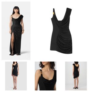 Vestidos de diseñador para mujer, vestido de noche sexy de verano, falda corta negra con un hombro