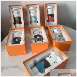 Designer Drinkware Fashion Ceramic Cup met deksel geschenkdoos high-end koffie damesheren cups tumblers drop levering dhdgp