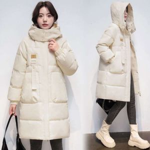 Veste mi-longue en duvet de canard pour femme, veste à capuche, élégante et chaude, haut de gamme, nouvelle marque d'hiver 2023