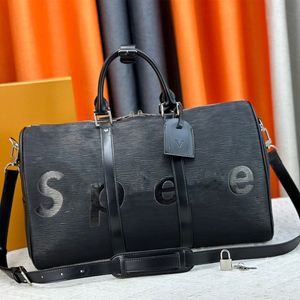 Bolsa de lona de diseñador para hombre y mujer, bolsos grandes de viaje, bolsas negras, bolsa de almacenamiento Oxford con ondulación de agua, unisex, bolsa de equipaje ligera de gran capacidad, 45cm