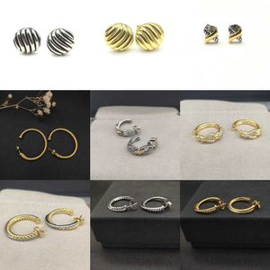 Designer Dy Gold Hoop Earring S Round Earstuds Popular Stud Oread Oreads for Women Sterling Sier Trendy 2023 Retro Twist Pearl Diamond Marque