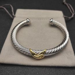 Designer Dy Luxury topkwaliteit Des Dy Cable armband Twisted armbanden zilveren sieraden voor mannen Women Gold Pearl Head Diamond Stone Cuff Bangle Luxe sieraden