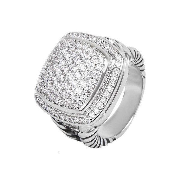 Designer DY Bague de luxe Top Square 17MM Zircon Imitation Diamant Style Mode Twisted Thread Bague Accessoires Bijoux Mode Romantique Cadeaux de la Saint-Valentin