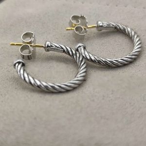 Créateur Dy Twisted Pearl Headdy marque de mode américaine bijoux câble boucles d'oreilles en argent Sterling pour boucles d'oreilles pour femmes