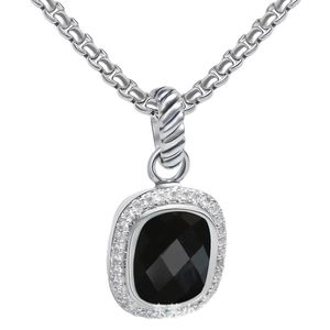 Ontwerper DY925 sterling zilveren sieraden hanger ketting voor dames en heren vierkante edelsteen veelkleurige diamanten halsketting nieuwjaar geschenkdoos gratis geschenk