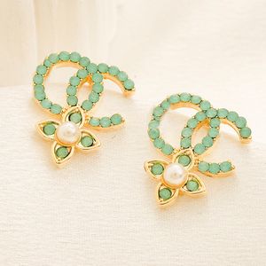 Boucles d'oreilles de styliste avec lettres de marque, en cristal géométrique, de luxe, en or, accessoires de bijoux pour femmes, fête de mariage