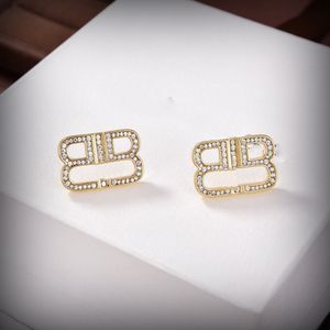 Diseñador Pendiente Letra B Logo Stud Earing Lujo Mujer Moda Aro Joyería Metal Perla Diamante Pendiente ghu