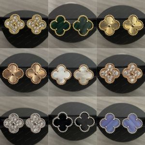 Ontwerper Oorbel Vintage Klavertje Vier Charm Oorknopjes Terug Parelmoer Roestvrij Staal Gouden Studs Agaat voor Vrouwen Bruiloft Sieraden Cadeau 1