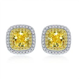 Pendiente de diseñador Mujer S925 Pendientes de plata esterlina Moda Mujer Anillo de oreja Para mujer Pendientes de diamante rosa amarillo 2 25CT Zircon 214p