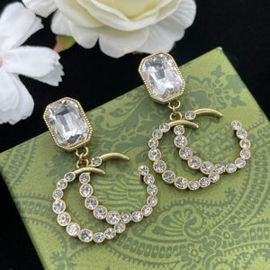 Designer oorbellen Brass Earrings Designer Women 18K Gold Stud Oorringen Crystal Rhinestone Luxe sieraden Studs Designers Party Gift With Box