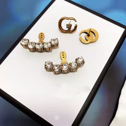 Designer oorbellen Charm Classic Emed met diamantstuds retro dubbele letter oorr earring dubbele doelewerkingen sieraden voor vrouwelijke liefhebbers charmes charmes