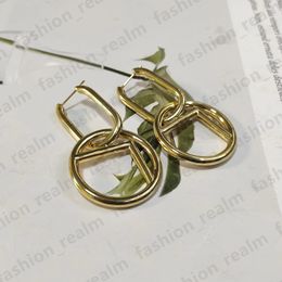 Ontwerper Oorbellen Mode Dangle Kroonluchter Grote Cirkel Eenvoudige Gouden Hoop Oorbellen voor Lady Dames Partij Titanium Oorbel Nieuwe Bruiloft Liefhebbers Gift Engagement Sieraden