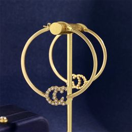 Designer oorbellen voor vrouw trendy plating gouden sieraden dames letter bungelende oorbellen designer hoepel trendy geometrische grote ronde oorbellen charme zh168 E4