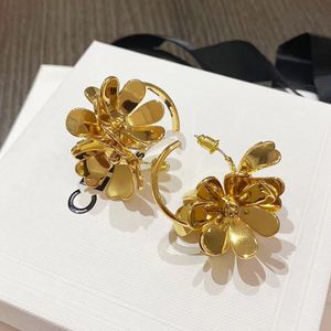 Boucles d'oreilles de créateur en argent Sterling 925 pour femmes, bijoux à fleurs françaises 24K, vente en gros, pour fête et mariage